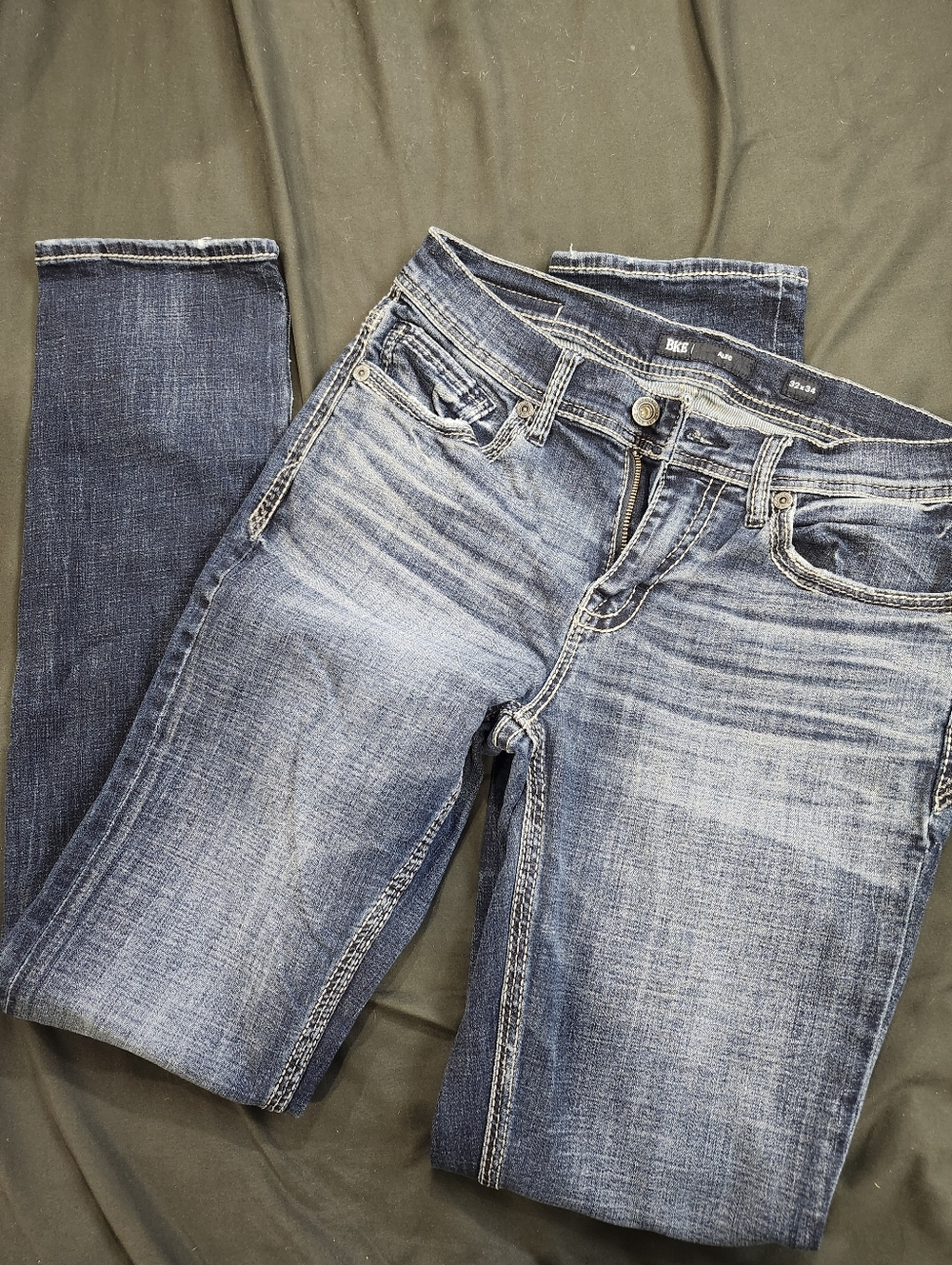 BKE Men's Alec Washed Blue Straight Jeans
